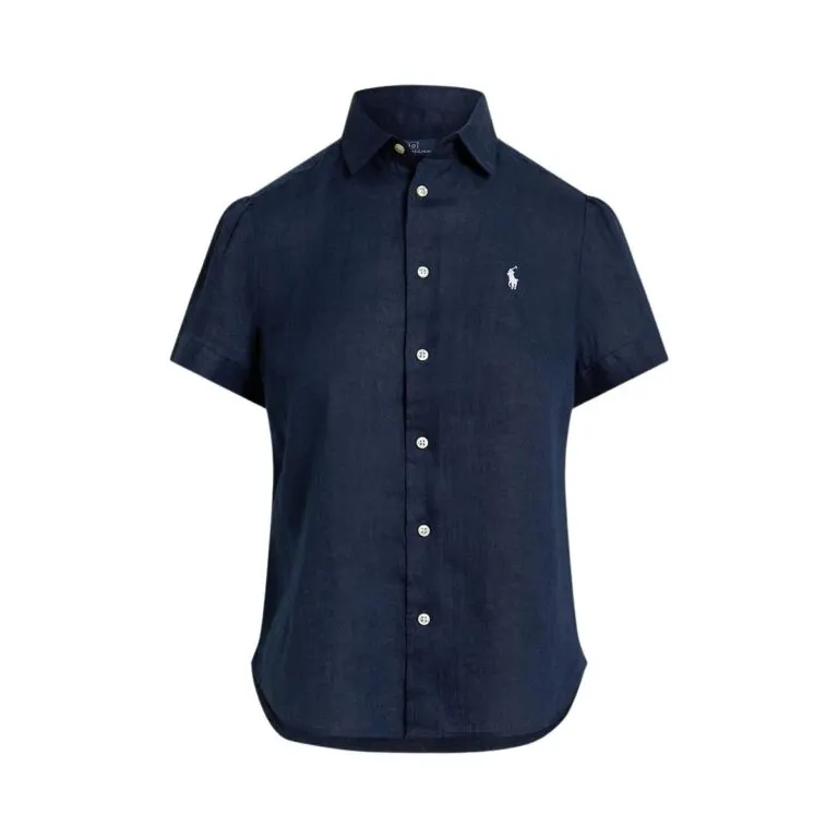 Linen Short-Sleeve Shirt - Marine