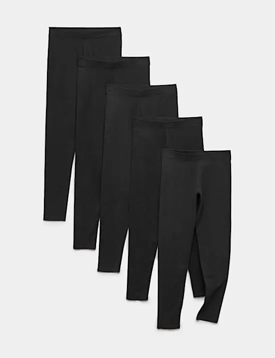 5er-Pack Leggings mit hohem Baumwollanteil (6–16 J.)