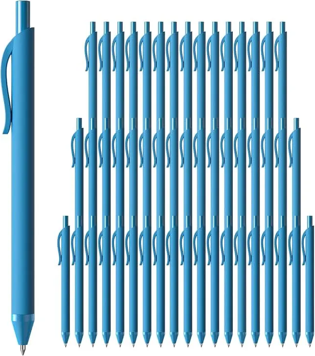 InkSlick 50 Pack Blue Ink Pens - Bulk Pens, 1.0MM Medium Point Ballpoint Pens, Smooth Writing No Bleed Retractable Ball Point Pen (Blue)