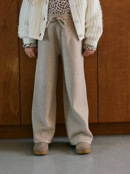 Pantalon large fille - beige
