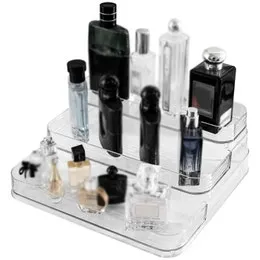3-Tier Acrylic Perfume Display Rack – Transparent Cosmetic Organiser