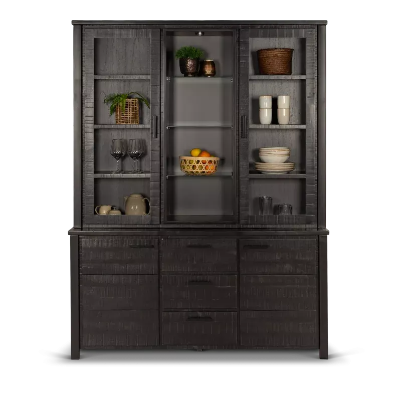 Vitrinekast (2 deuren) Steelwood - Zwart