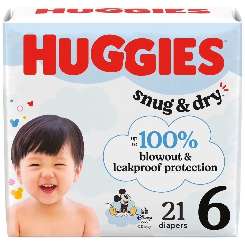 Huggies Snug & Dry Baby Diapers, Size 6 (35+ lbs), 66 Ct