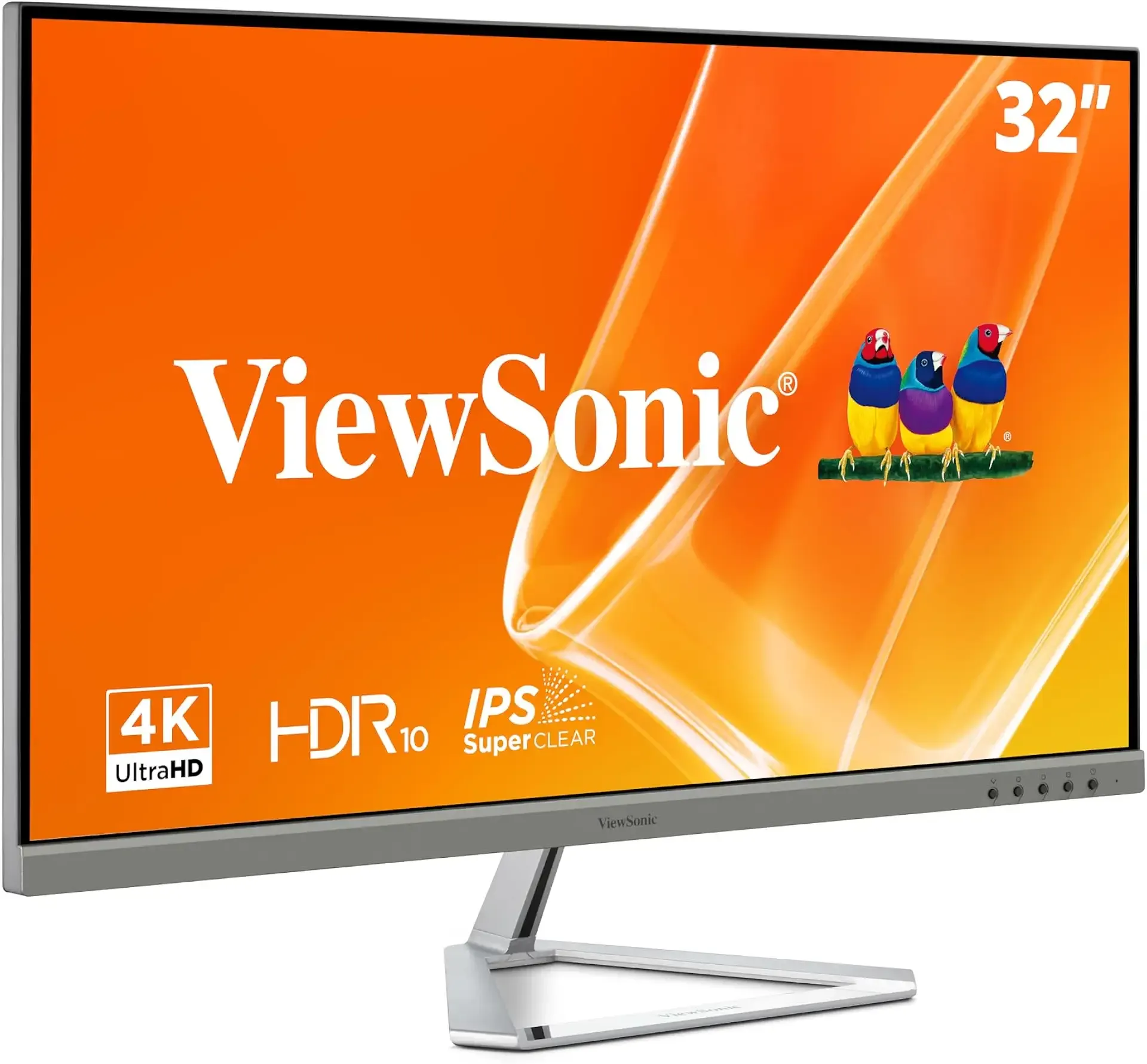 ViewSonic VX3276-4K-MHD 32 Inch 4K UHD Monitor, HDR10, HDMI, DisplayPort | Frameless Display For Work, Streaming, Movies; Dual 2W Speakers, Flicker-Free Eye Care, Wide sRGB Color, VESA Mount