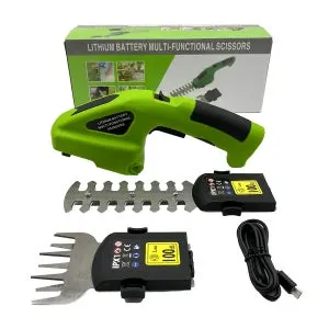 Tagliasiepi elettrico portatile 2 in 1, tagliasiepi elettrico, cesoie da potatura a batteria a doppio uso e tosaerba, ricarica USB