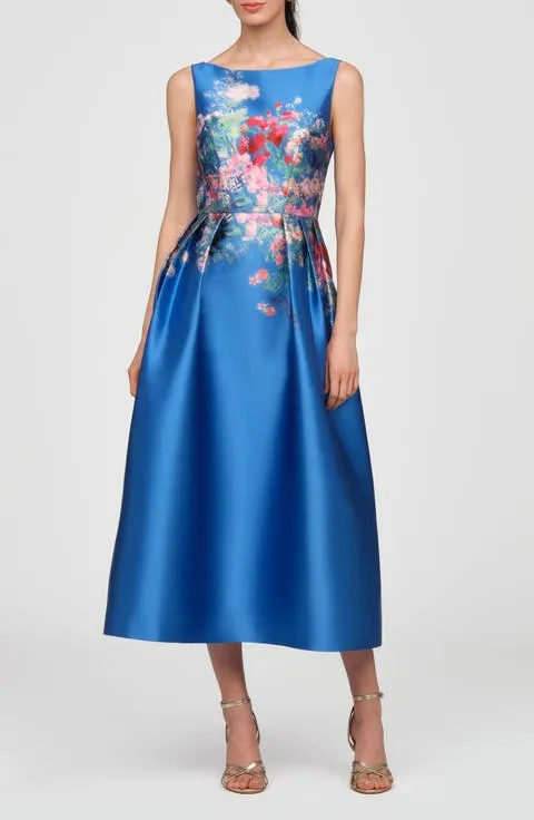 Dina Placed Floral Mikado Cocktail Dress