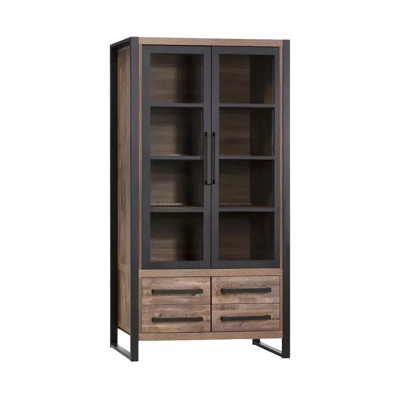 Vitrinekast Wisconsin - 100 cm - Lamulux Mokka - 2 deuren, 2 laden