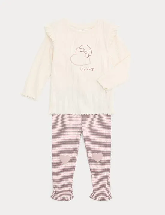 2-teiliges Outfit mit Herz- und Hundemotiv (0–3 Jahre)