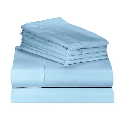 4 PC Silky Soft Cooling Deep Pocket Sheet Set; Hotel Luxury Bedding Breathable Wrinkle and Fade Resistant - Full; Sky