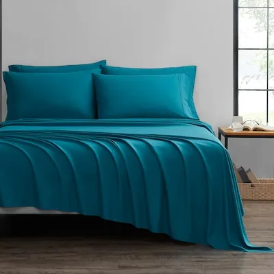 Queen 1800 -Thread Count Microfiber Teal 6 -Piece Bed Sheet Set