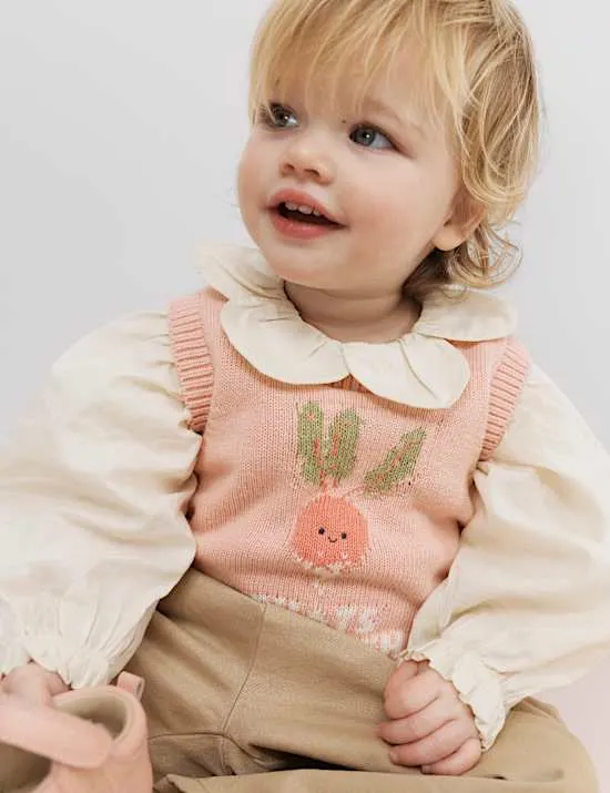 3-tlg. Outfit aus reiner Baumwolle mit Tanktop und Hose (0–3 Jahre)