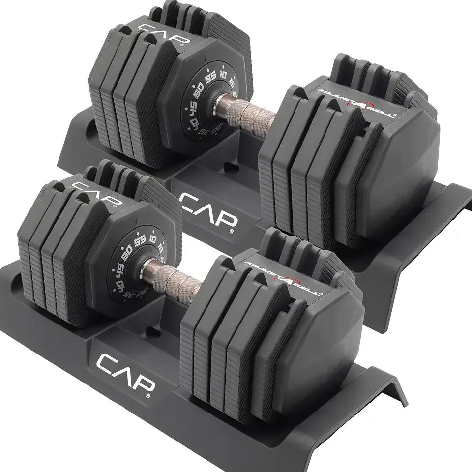 CAP Barbell ADJUSTABELL Adjustable 55 lb Hex Dumbbell Weights - Singles & Pairs | Multiple Handle Options