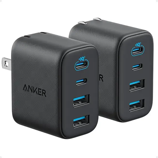 Anker Zolo USB C Charger Block, 50W Max Output Type C Charger Fast Charging | 2 USB C and 2 USB A, for iPhone 17/17 Pro Max/16 Series, MacBook, iPad, Pixel, Galaxy, Apple Watch and More (2-Pack, Black)