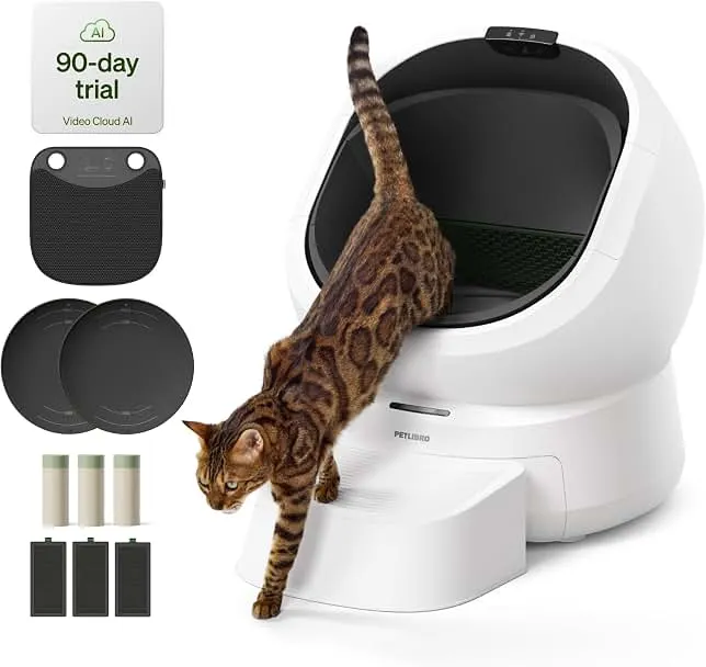 PETLIBRO Automatic Litter Box with Accessories Kit & 90-Day AI Trial, Large Open-Top Self Cleaning Litter Box with AI-Camera Waste Analysis…