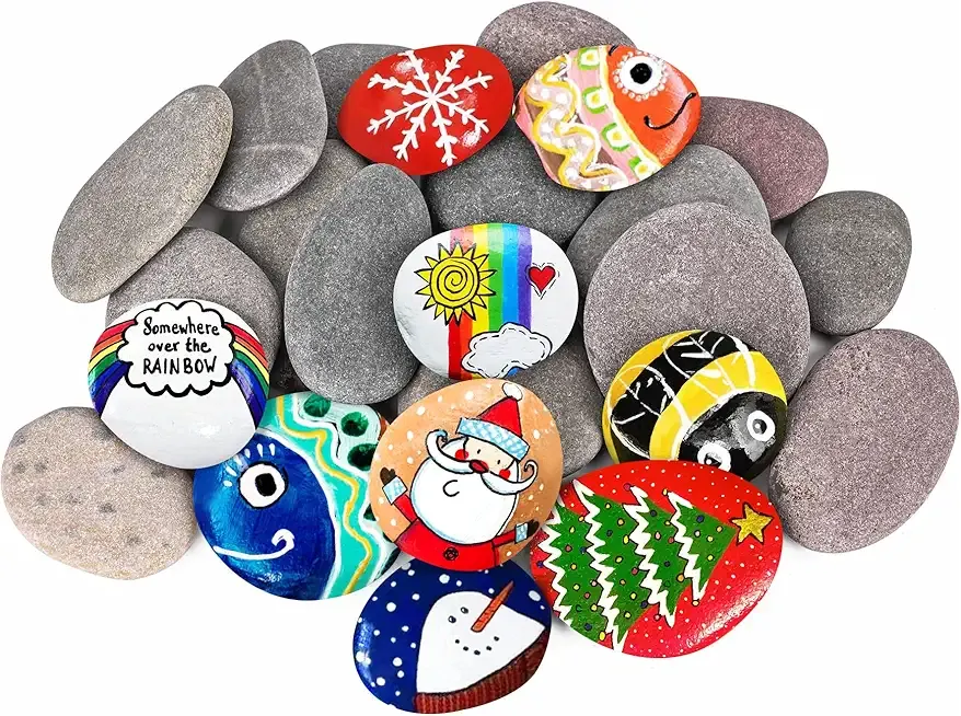 River Rocks for Painting 25 Pcs Large 2-3 Inch Flat Smooth Painting Stones Craft Rock to Paint for Kids Crafts Painting Bulk