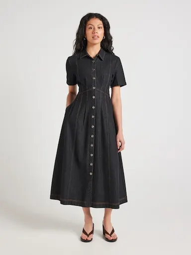 Anya Short Sleeve Denim Midi
