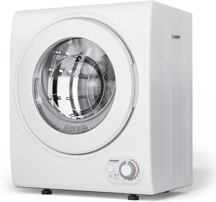 ROVSUN 110V Portable Clothes Dryer, High End Laundry Front Load Tumble Dryer Machine with Stainless Steel Tub & Simple Control Knob for Apartment, Dorm-850W, White