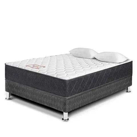 Cama Paraíso Majestic Gris 2 Plazas + 2 Almohadas + Protector
