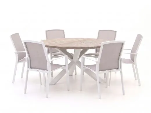 Forza Altea/ROUGH-Y ø150cm dining tuinset 7-delig stapelbaar