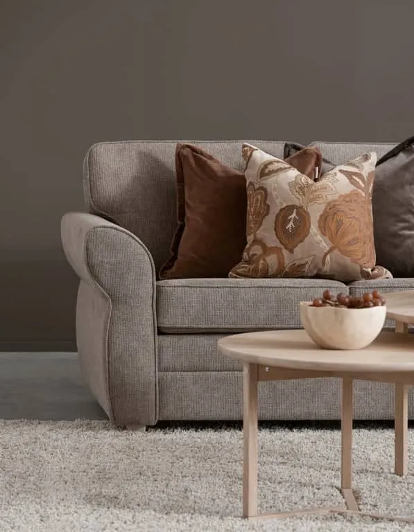 Brunstad Nevada 3+2-seter sofa Stoff Mino Liver, hvitoljet ben