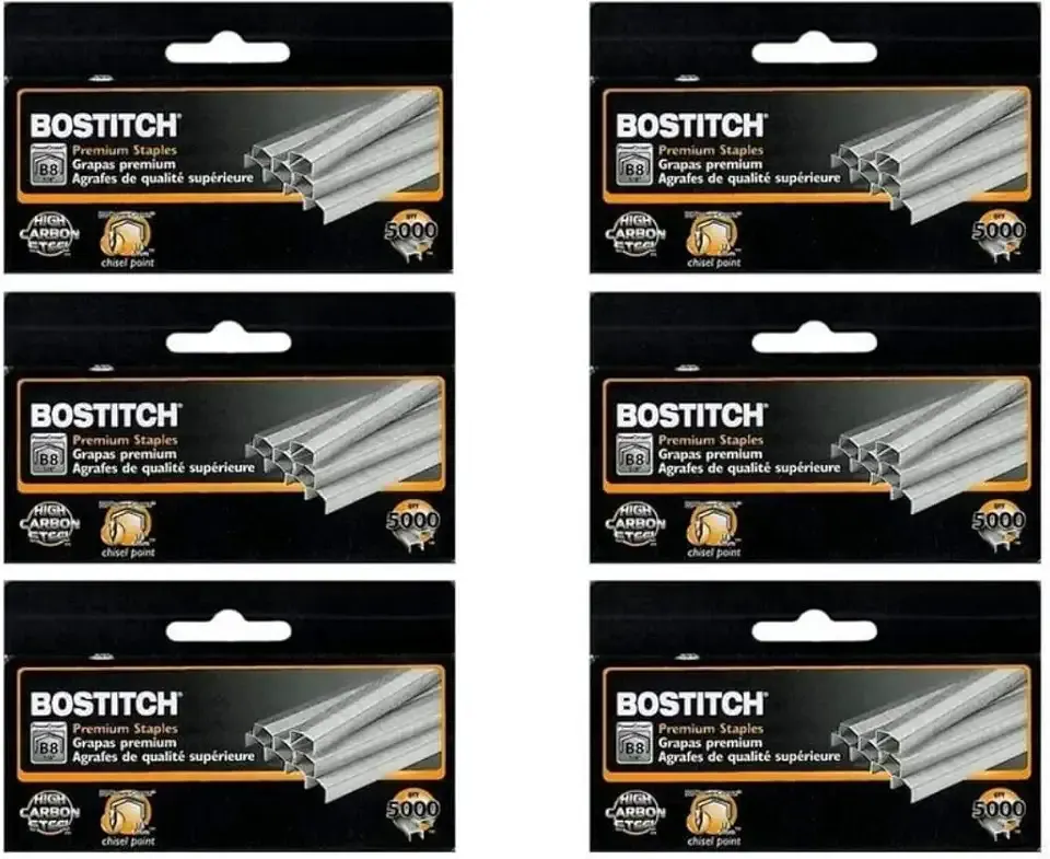 Value Pack of 6 Boxes Stanley Bostitch B8 Powercrown Premium 1/4" Staples (Stcrp21151/4)