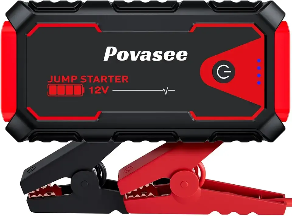 Povasee Jump Starter 5000A Car Jumper Starter, Model A30 12V Jump Box for Car Battery up to 10L Gas or 8L Diesel Engine Battery Jumper Starter Portable with Power Bank/Dual Output/LED Light
