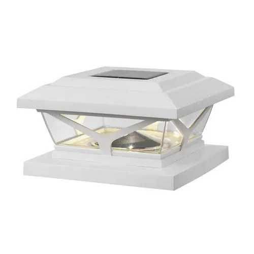 Home Zone Security White Solar Integrated LED Post Cap Landscape Light