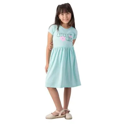 Vestido Fantastic Niña Liso Leyenda En Pecho Con Flores