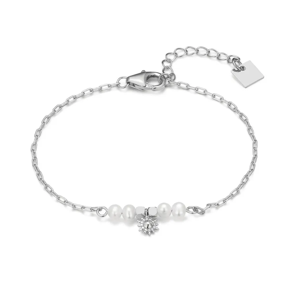 Armband in zilver, parels