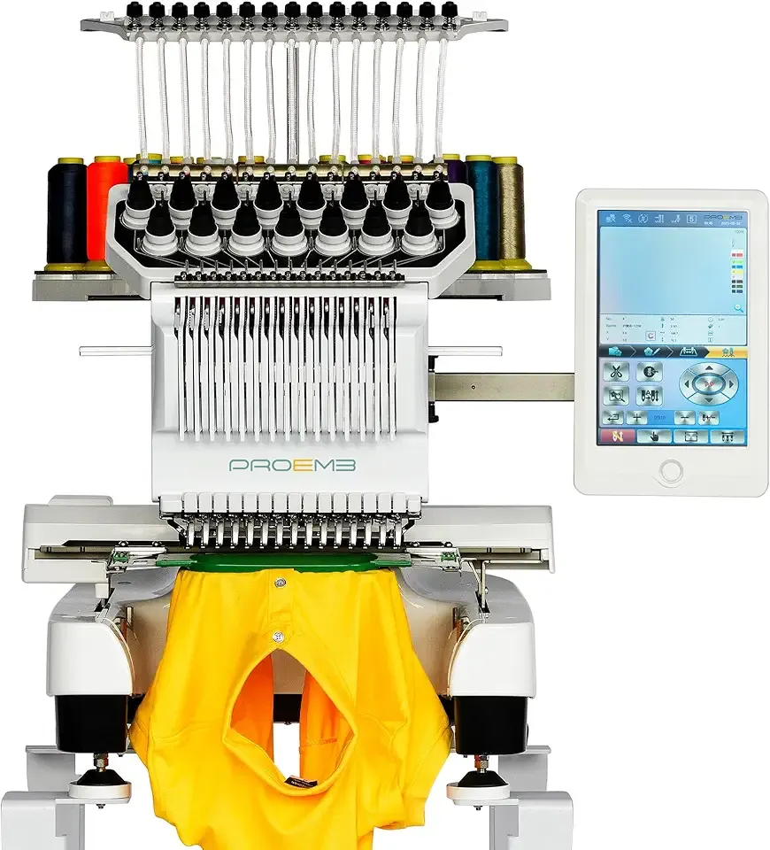 BF-1500 15 Needles Embroidery Machine for beginner 14x8" Embroidery Area,1200SPM Max Speed Multi Needle with 10" Touch Screen,Commercial Embroidery Machine for 3D Hats, Flat, T-shirt and more