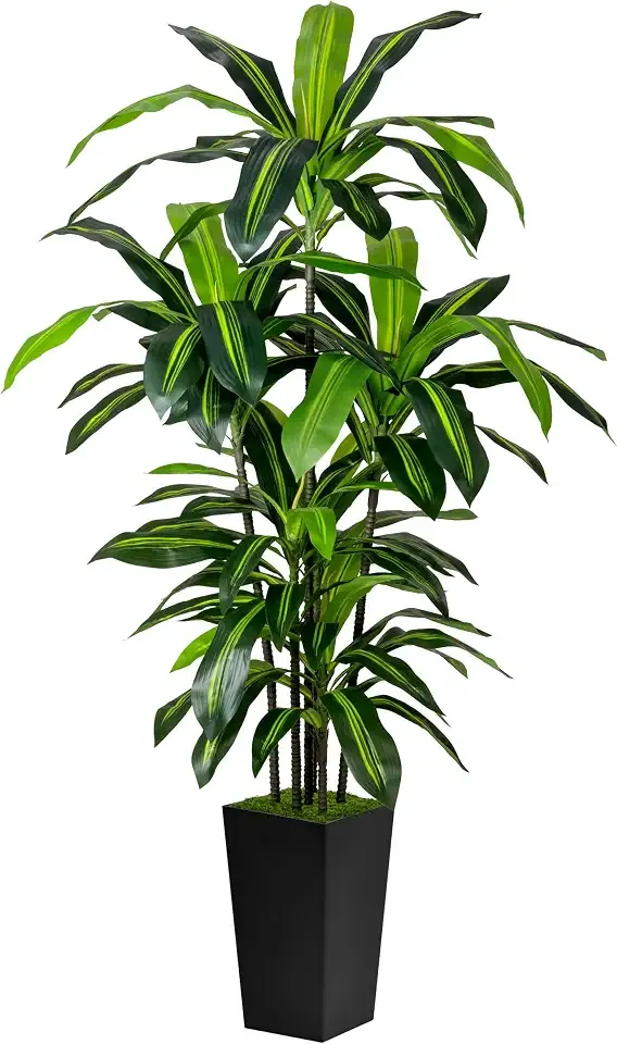 Artificial Plant 6FT Fake Dracaena Tree with Black Tall Planter | Faux Yucca Floor Plant in Pot，Artificial Trees Indoor for Home Office Living Room