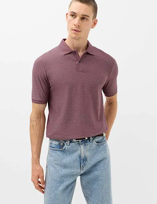 Gestreiftes Kurzarm-Poloshirt mit hohem Baumwollanteil
