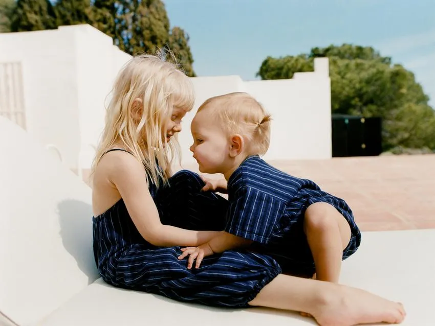 ZARA TIMELESS - STRIPED LONG DUNGAREES