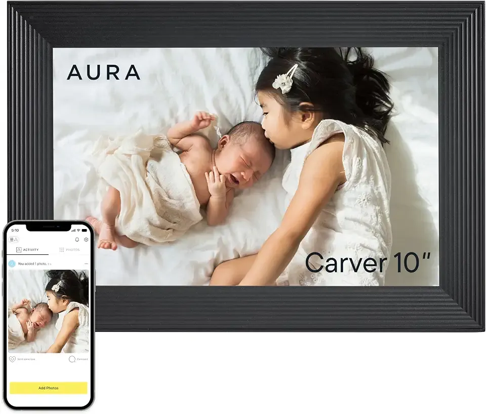 Aura Digital HD Picture Frame, Best Frame for Gifting, (10" - Carver Black)
