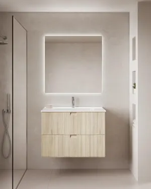 Mueble de baño con lavabo Lignes beige 80x45.4 cm