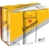 schweppes drink mixers diet indian tonic water 250ml cans 6pack