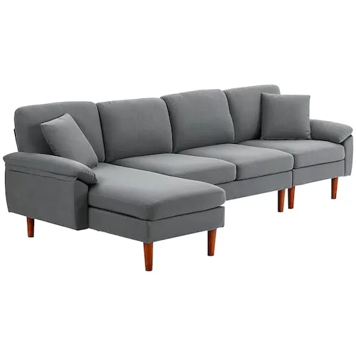 Convertible Sectional Sofa with Reversible Chaise Lounge, Dark Grey