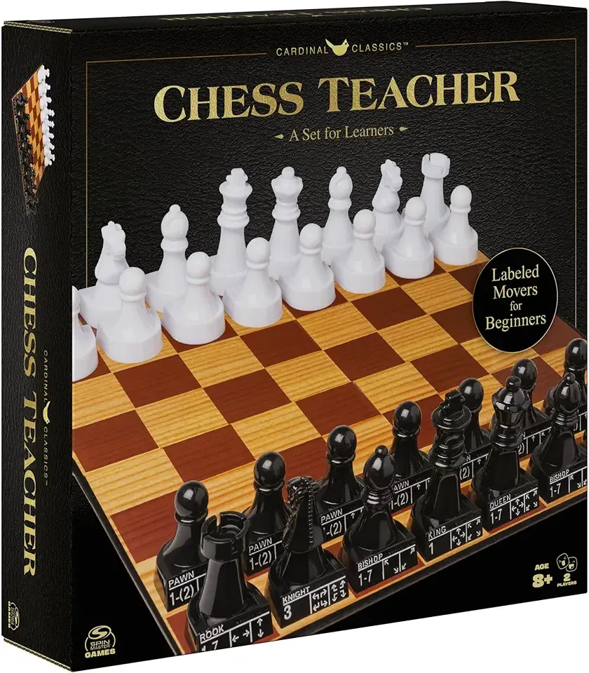 Spin Master Games, Cardinal Classics Chess Teacher, Learn to Play Strategy Board Games for Beginners, Chess Sets for Adults, 2 Players, for Ages 8 & Up
