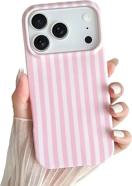 Yeddabox for iPhone 17 Pro Case Cute Striped Phone Case Soft TPU Slim Shockproof Phone Cover for Women Girls, Pink