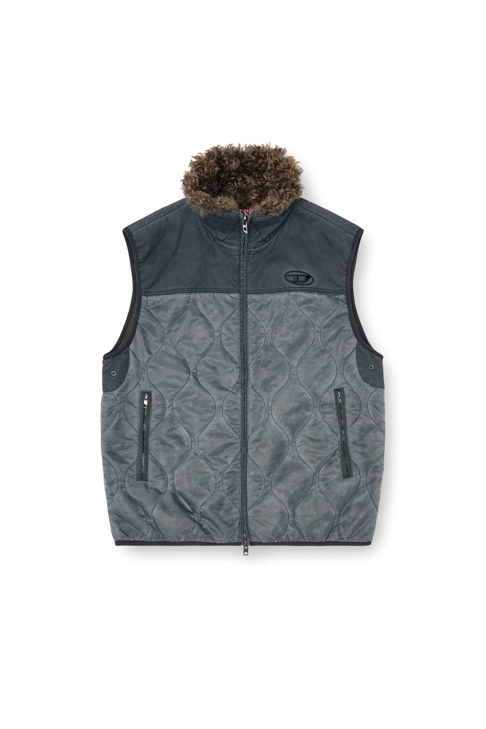Quilted vest with fluffy neck lining