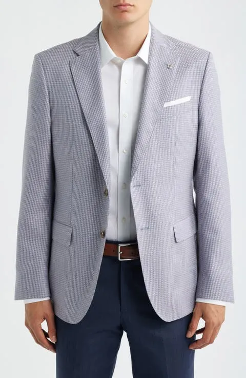 Hutson Slim Fit Light Light Purple Houndstooth Check Virgin Wool Sport Coat