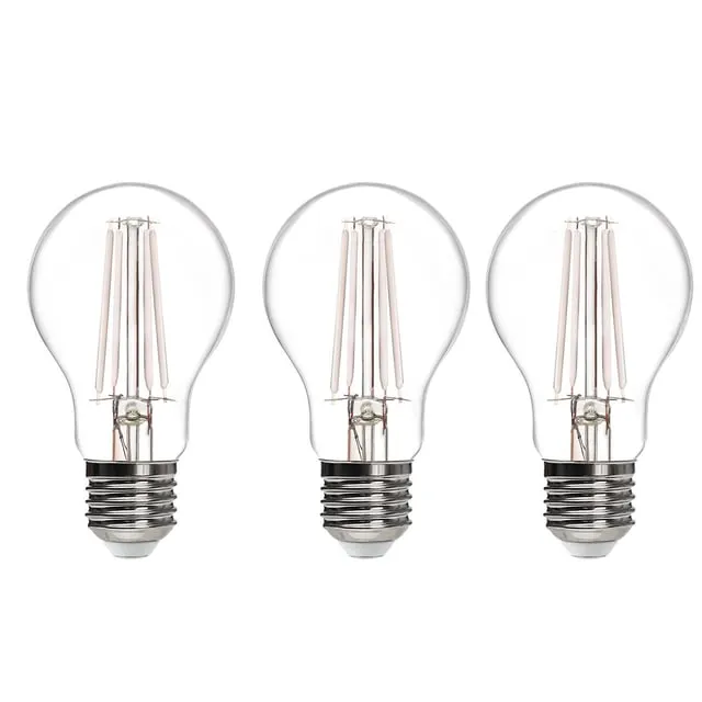Set da 3 lampadine LED filamento, E27 goccia, opaco, 11W = 1521 LM (equiv 100 W), 360°, ON