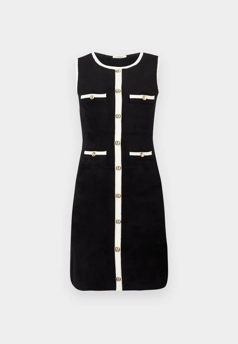 ROBE COURTE FINITIONS COL EMMANCHURE - Strikket kjole - noir