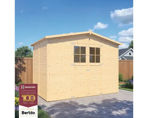 Dřevěný zahradní domek Bertilo Fineline 306 x 202 cm přírodní