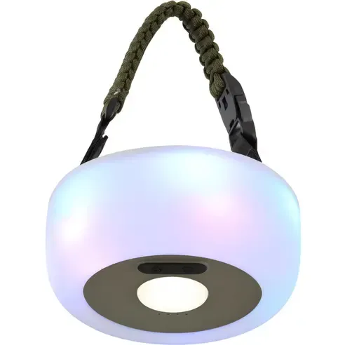 RGB-LED-Solarleuchte - weiß-schwarz-grün - USB-Ausgang - mit Tragegriff