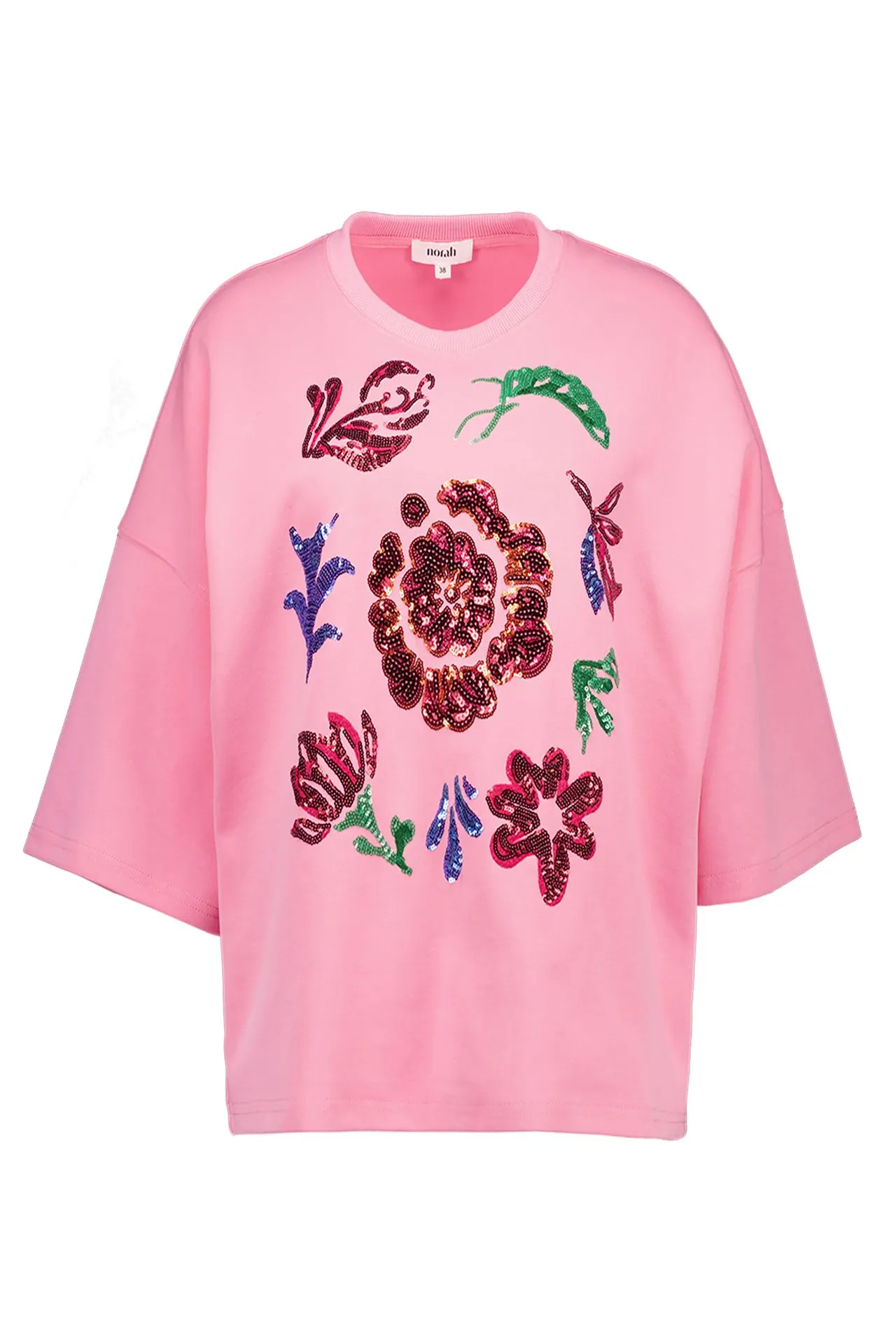 Roze sweater met bloemen