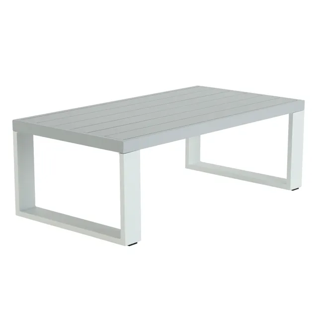 Tavolino Athena NATERIAL in alluminio con piano in alluminio bianco e grigio / argento 68.5x130cm