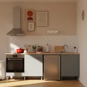 Cocina en kit Eleki gris 3 módulos bajos L.240 x H.87 x P.58 cm