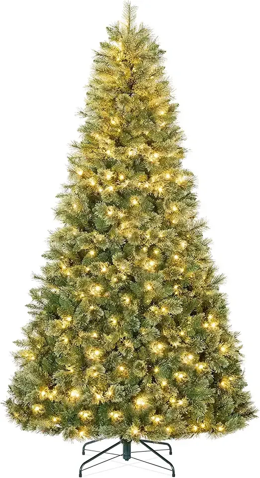 Best Choice Products 6ft Pre-Lit Cashmere Christmas Tree, Premium Artificial Holiday Decor w/Cordless Connection, 2-in-1 LED Lights, Folding Stand