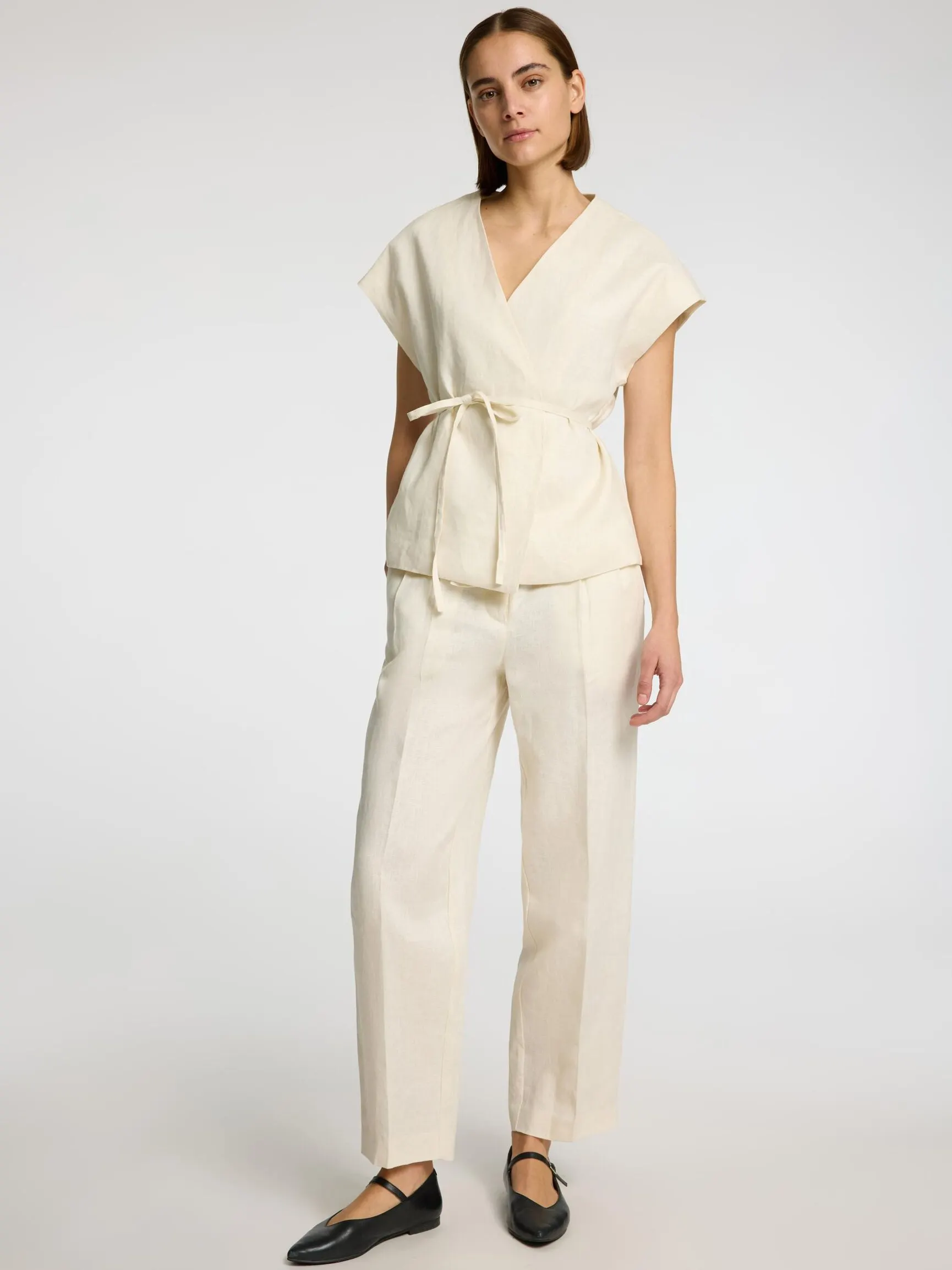 100% LIN BUKSE MED BARREL FIT